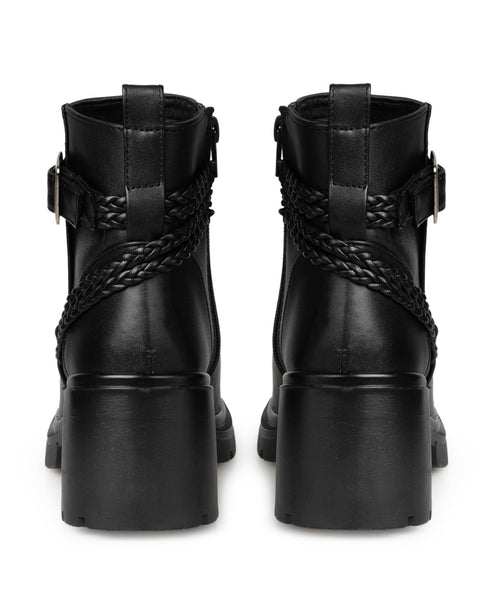 Botín Negro Hebilla Tiras Trenzadas 8590