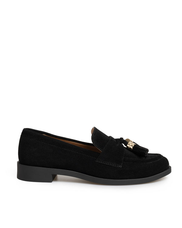 Mocasín Negro Motitas Oro 8606