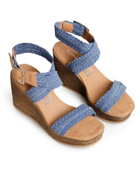 Plataforma Cuña Azul Tira Hebilla 8607