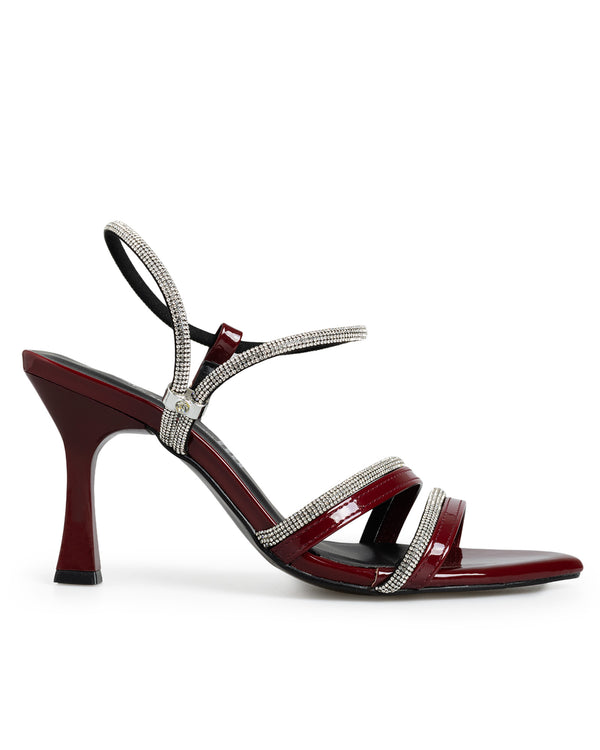 Sandalia Vino Tiras Brillos Plata 9006