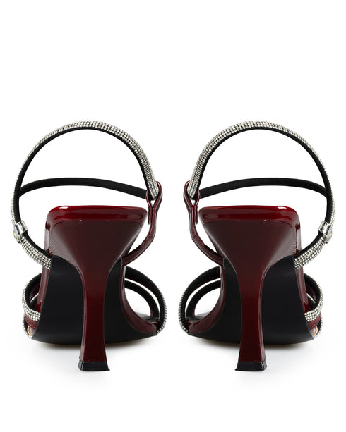 Sandalia Vino Tiras Brillos Plata 9006