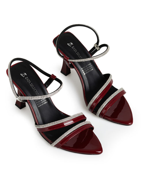 Sandalia Vino Tiras Brillos Plata 9006