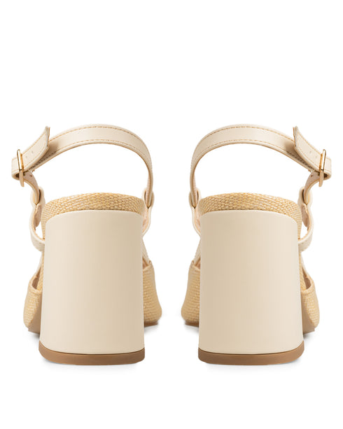 Zapatilla Beige Slingback Hebilla Naranja 9030