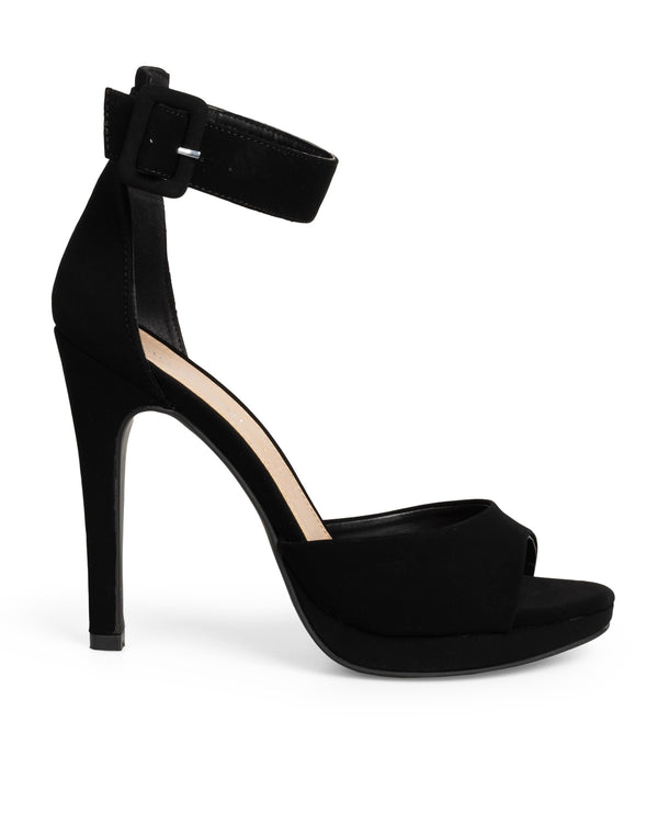 Zandalia De Tacón Negra Ankle Strap 9124