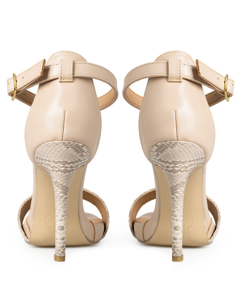 Sandalia Nude Snake Ankle Strap 9222