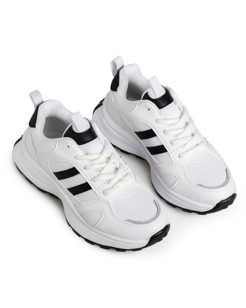 Tenis Blanco Deportivo Tiras Negras 950G