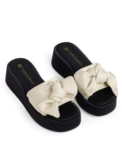 Sandalia Latte Moño Plataforma Negra 9681