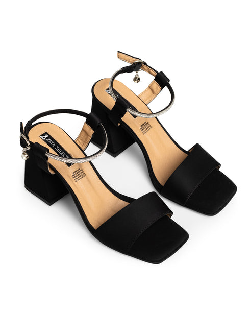 Zapatilla Negra Ankle Strap Brillos 9769