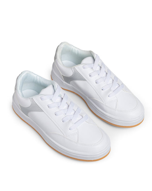 Tenis Deportivo Blanco Tira Plata 9807