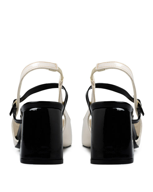 Zapatilla Blanca Slingback Punta Negra 10255