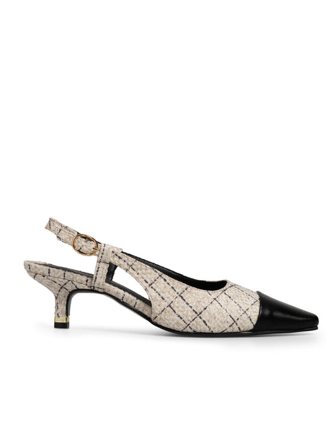 Zapatilla Slingback Kitten Heel Punta Negra 10351