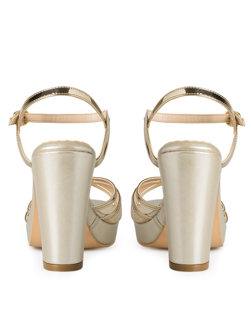 Sandalia Oro Tiras Cruzadas Glitter 10860
