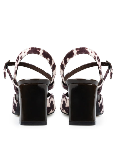 Sandalia Tacón Vaca Manchas Café 10903