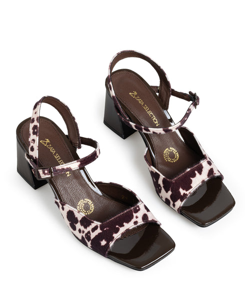 Sandalia Tacón Vaca Manchas Café 10903