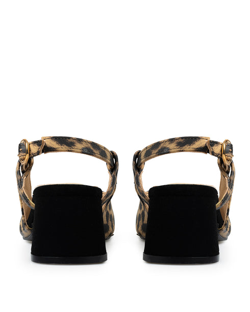 Zapatilla Leopardo Slingback Punta Dorada 1103R