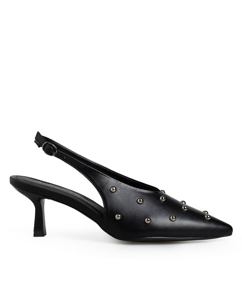 Zapatilla Negra Slingback Estoperoles 11117
