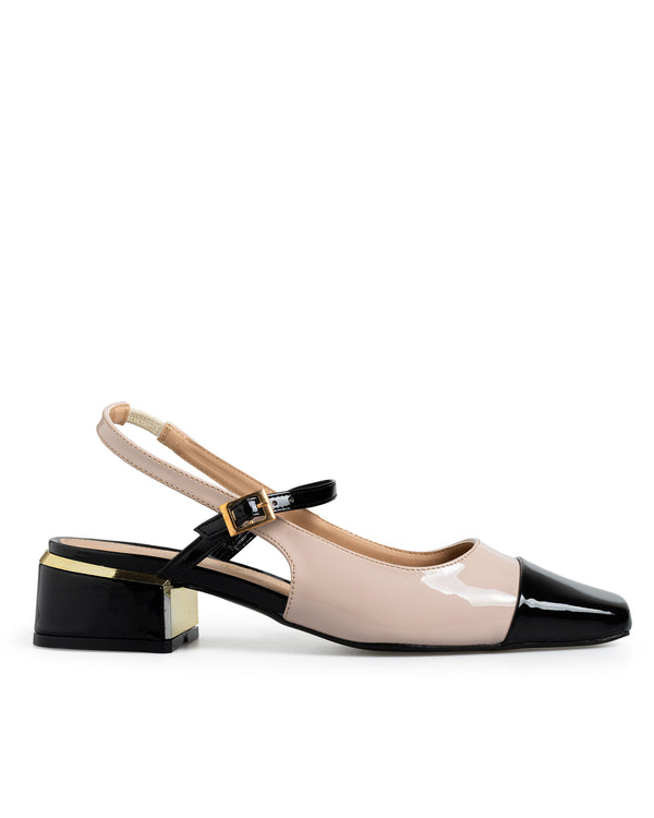 Zapatilla Nude Slingback Punta Negra 11700