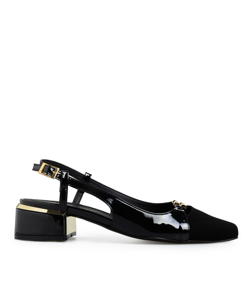 Zapatilla Negra Slingback Herraje 11702