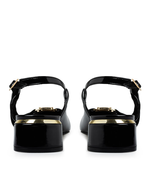 Zapatilla Negra Slingback Herraje 11702