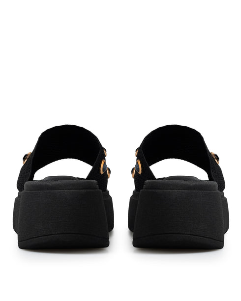 Sandalia Negra Malla Cristales 1251R