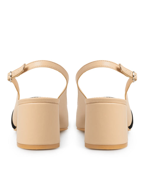 Zapatilla Nude Slingback Punta Negra 15008