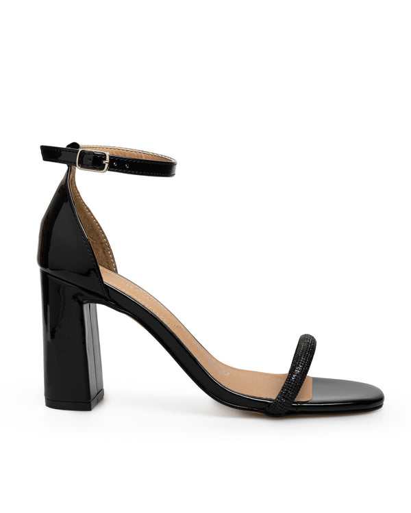 Sandalia Negra Charol Ankle Strap 15205 negro