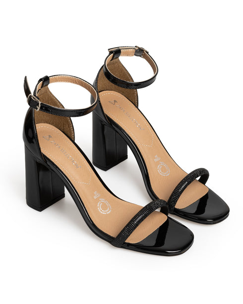 Sandalia Negra Charol Ankle Strap 15205 negro
