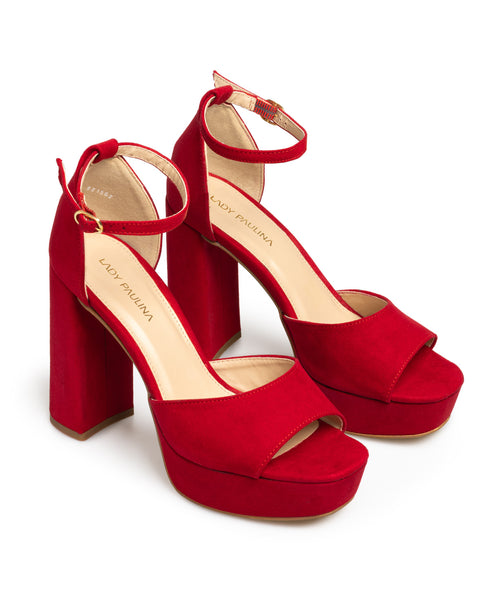 Sandalia Plataforma Roja Ankle Strap 17341