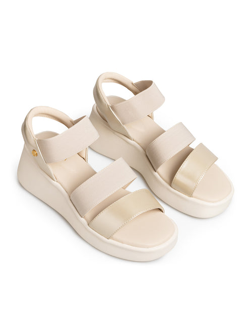 Sandalia Plataforma Confort Beige Perla 18551