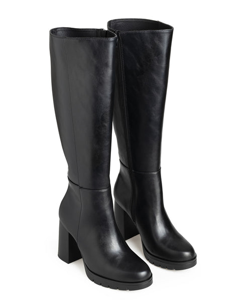 Bota Negra Larga Tacón Cuadrado 18603
