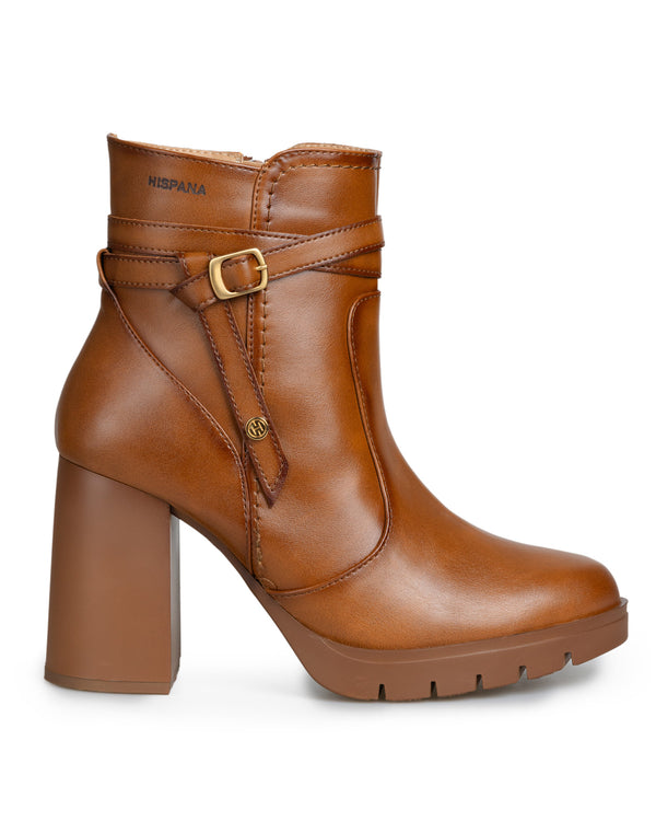 Bota Miel Correa Tacón Cuadrado 18604