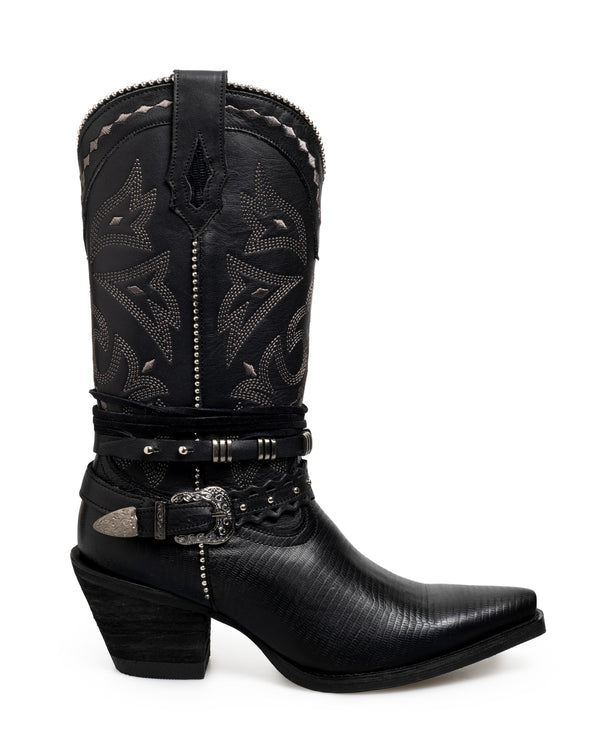 Bota Vaquera Negra Hebilla 20022