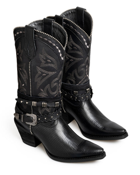 Bota Vaquera Negra Hebilla 20022