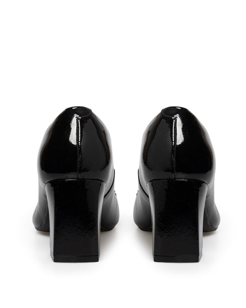 Zapatilla Negra Tacón Cuadrado Hebilla Dorada 20402