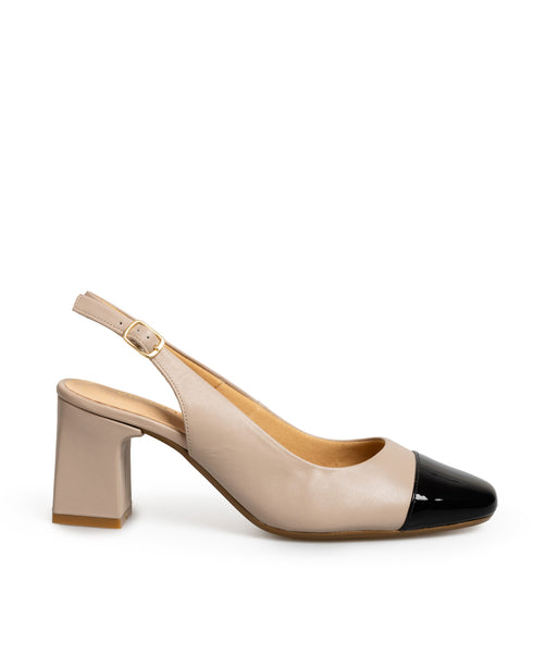 Zapatilla Nude Slingback Punta Negra 20407