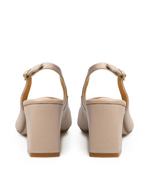 Zapatilla Nude Slingback Punta Negra 20407