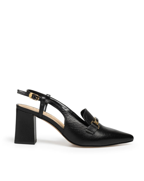 Zapatilla Negra Picuda Slingback 20716