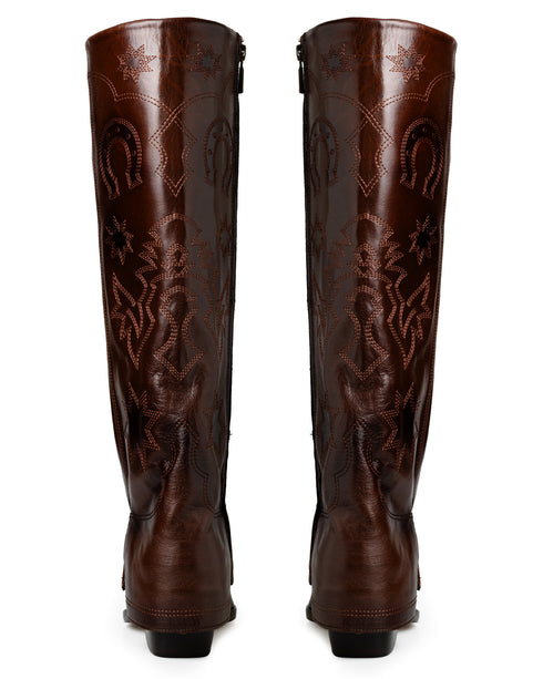 Bota Vaquera Café Grabada Solapa 20948