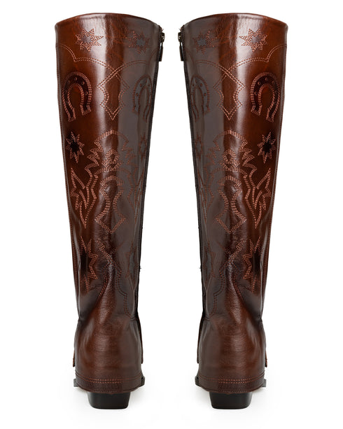 Bota Vaquera Café Grabada Solapa 20948