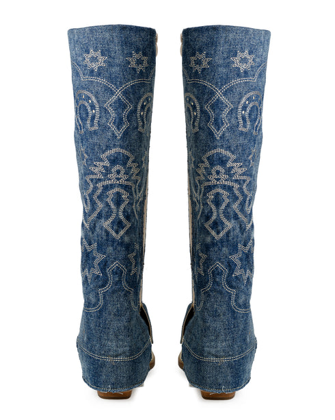 Bota Cubierta Azul Mezclilla Puntos Contraste 20950