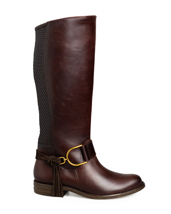 Bota Campera Larga Café Tiras 20964
