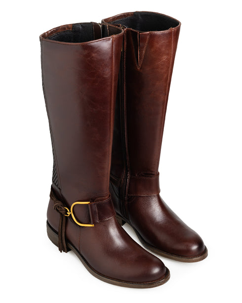Bota Campera Larga Café Tiras 20964