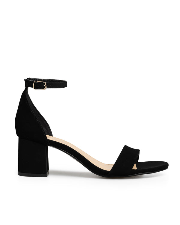 Sandalia Negra Ankle Strap Tacón Ancho 21216