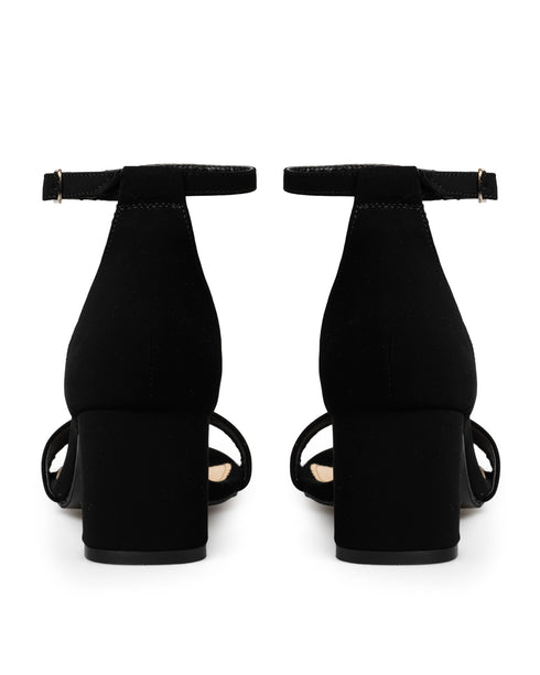 Sandalia Negra Ankle Strap Tacón Ancho 21216