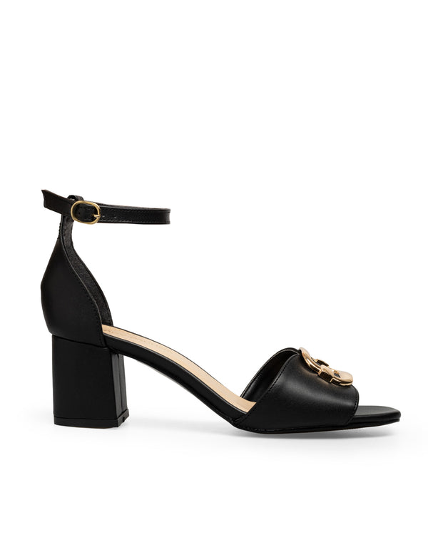 Sandalia Negra Tacón Bajo Ankle Strap 21810