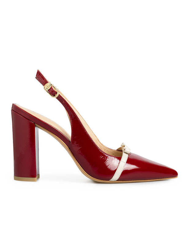 Zapatilla Roja Slingback Tira Contraste 21905