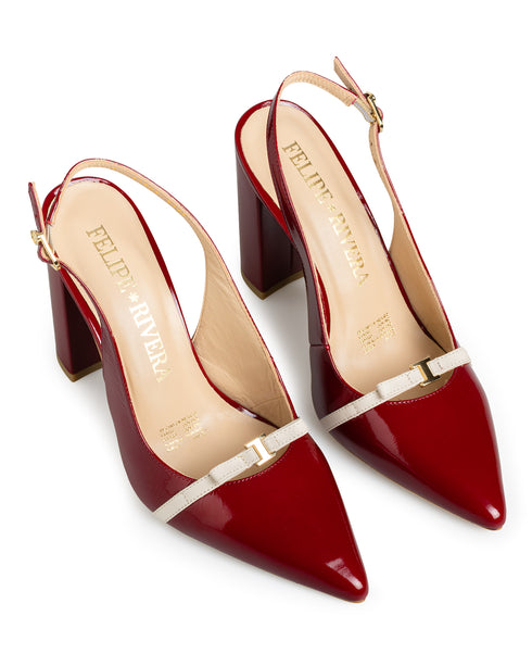 Zapatilla Roja Slingback Tira Contraste 21905
