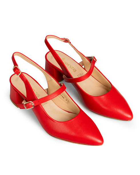 Zapatilla Roja Slingback Con Correa 23704