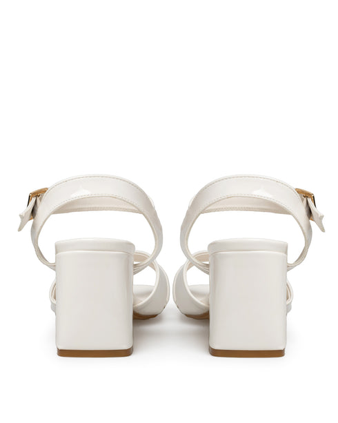 Sandalia Blanca Con Tacón Tiras Cruzadas 24322