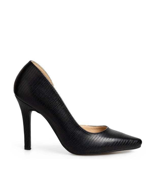 Zapatilla Picuda Negra Grabada 25420